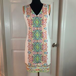 Wow Couture Embroidered Cross Stitch Boho White Sleeveless Dress Size Large